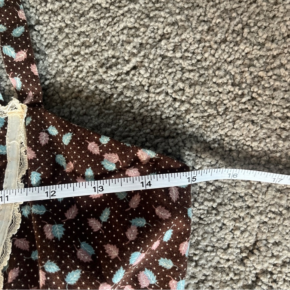Gunne Sax Prairie Maxi Dress Brown Feather Lace Corset Tie Back Vintage - Picture 16 of 16
